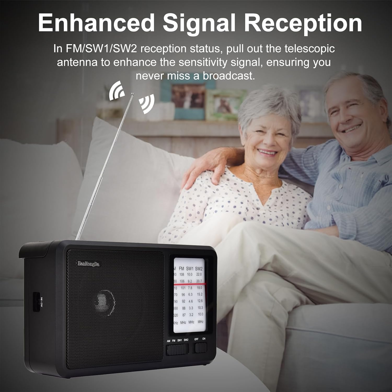 Docooler Portable Digital Radio, Portable AM FM Radio, Multiband Receiver with Telescopic Antenna 3.5mm Earphone Jack, Support AC DC Power for Home, Travel, Camping, Outdoor (US