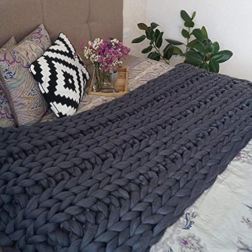 Miniatura 51 de Manta de punto para sofá, hecha a mano, manta gruesa para sofá, cama, manta de punto grueso (verde oscuro 40 x 60 pulgadas) Verde Oscuro,Camel,Gris