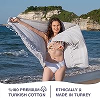 Vista 82 de Oversized Turkish Beach Towel 38’’x71’’ - Set of 2 100% Turkish Cotton Lightweight Sand Free Quick Dry Pool Towels Extra Large Bath Towels for