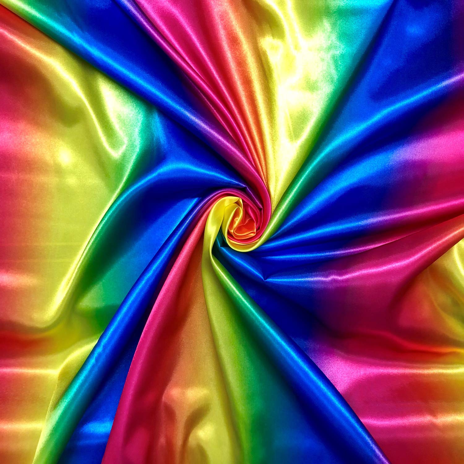 Rainbow Silky Satin Fabric by The Meter Polyester 150cm 60 Inch Wide