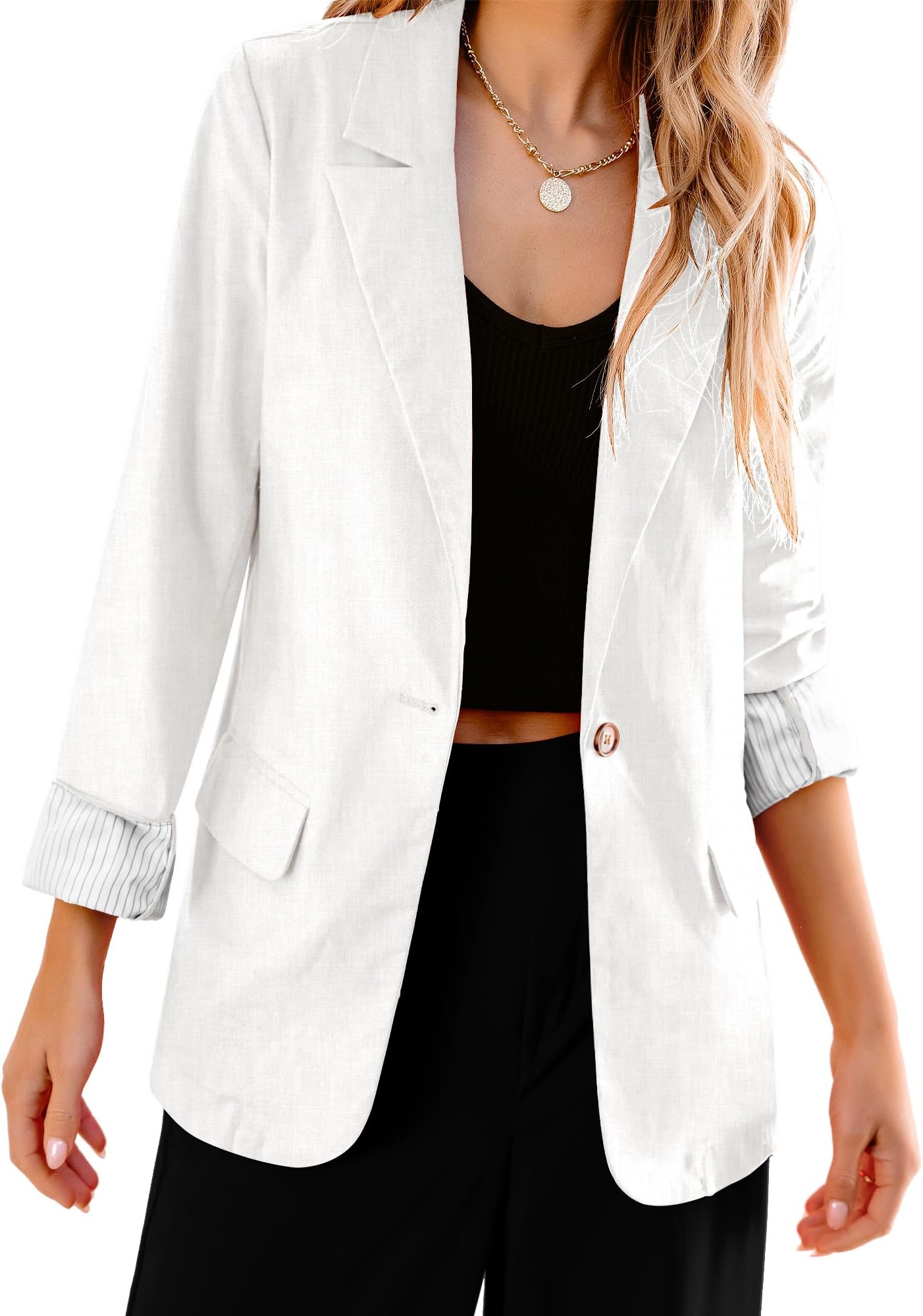 luvamia Blazers for Women Business Casual Dressy Work Fashion Lightweight Spring Summer Linen Unlined 2024 Suit Jackets