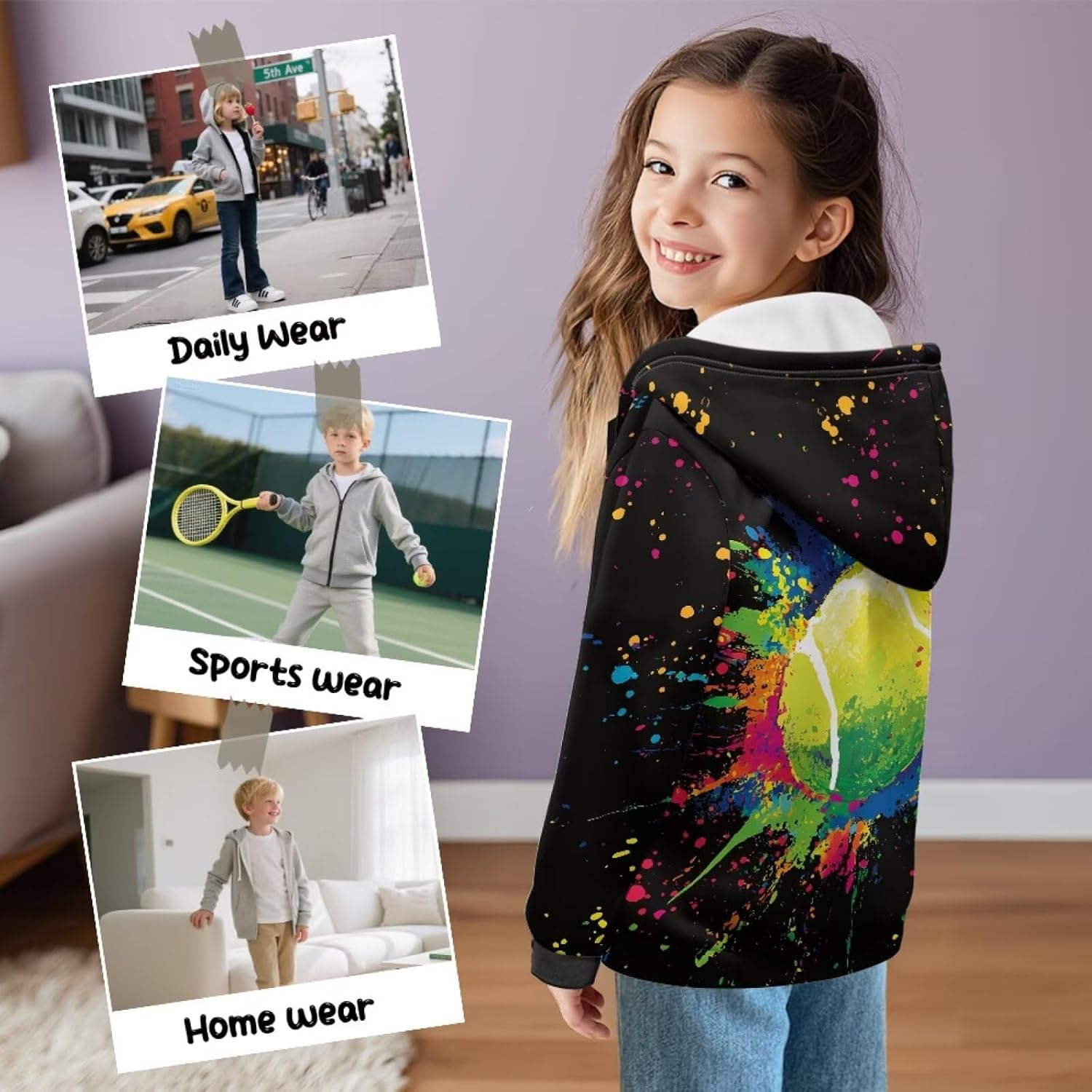 Big Kids Zip Up Hoodie with Pockets Hooded Sweatshirt for Boys Girls Warm Sweatshirt Hoodie for Fall Winter