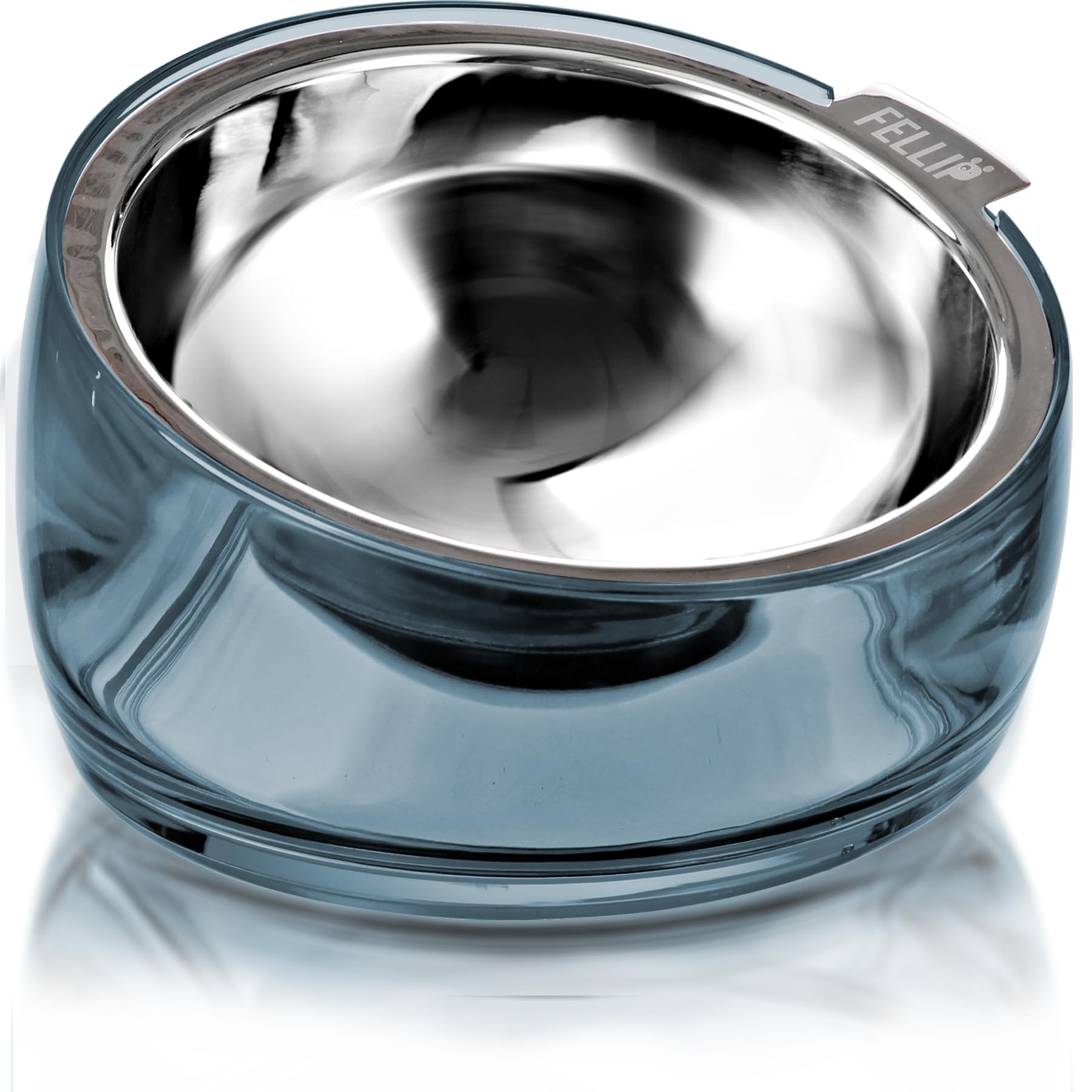 Felli Oblik Raised Dog Food Water Bowls for Small Short-Leg Dogs, Removable Stainless Steel Dish Dishwasher Safe, No Spill Tilted Metal Feeder for French Bulldog, Maine Coon Cats (1.5Cup, Shadow)