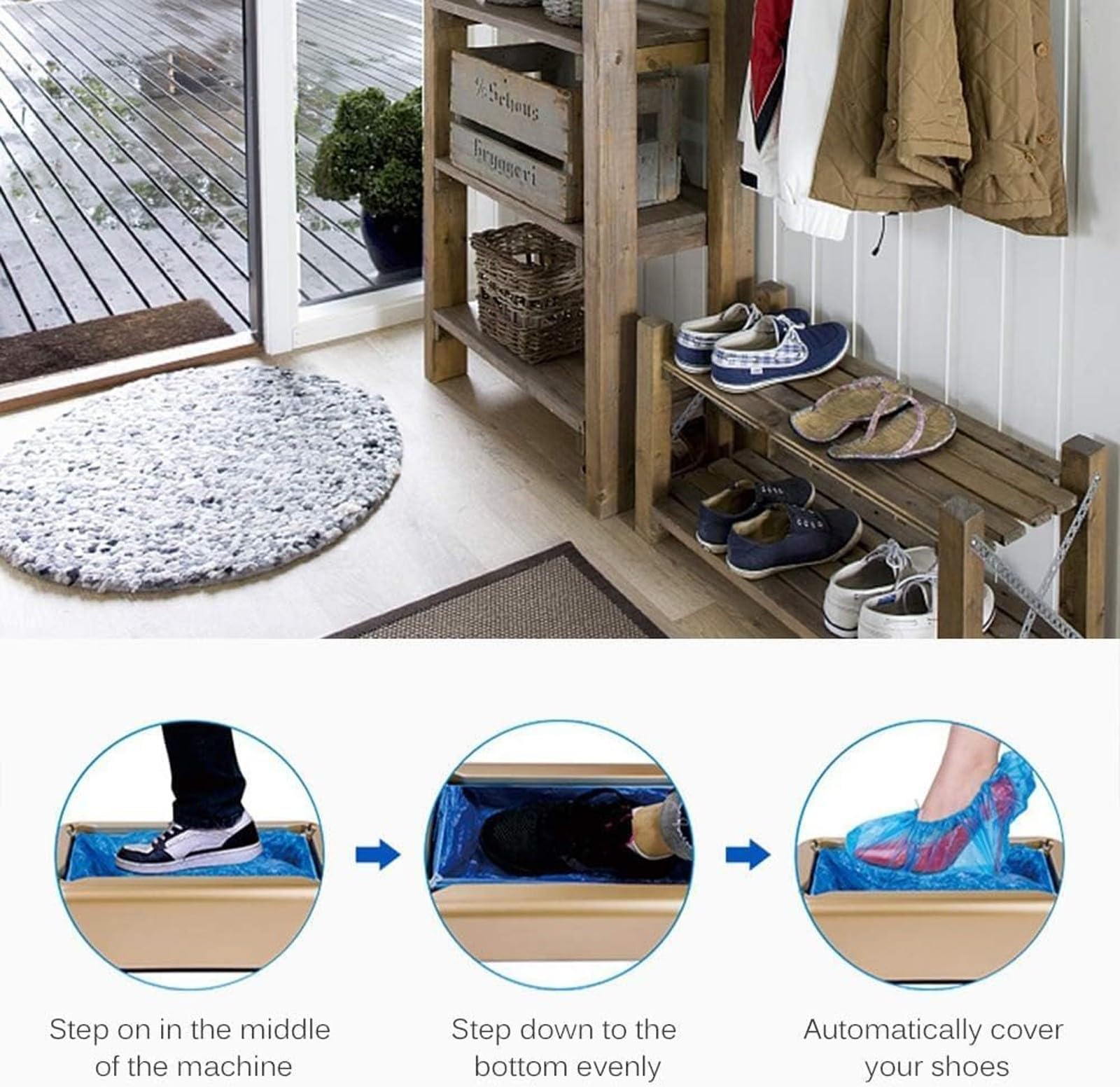 Machine Automatique Couvre-Chaussures avec 100 Couvre-Chaussures Jetables, Distributeur Couvre-Chaussures pour Maison, Bureau, L'HôTel, L'HôPital, BibliothèQue(A)