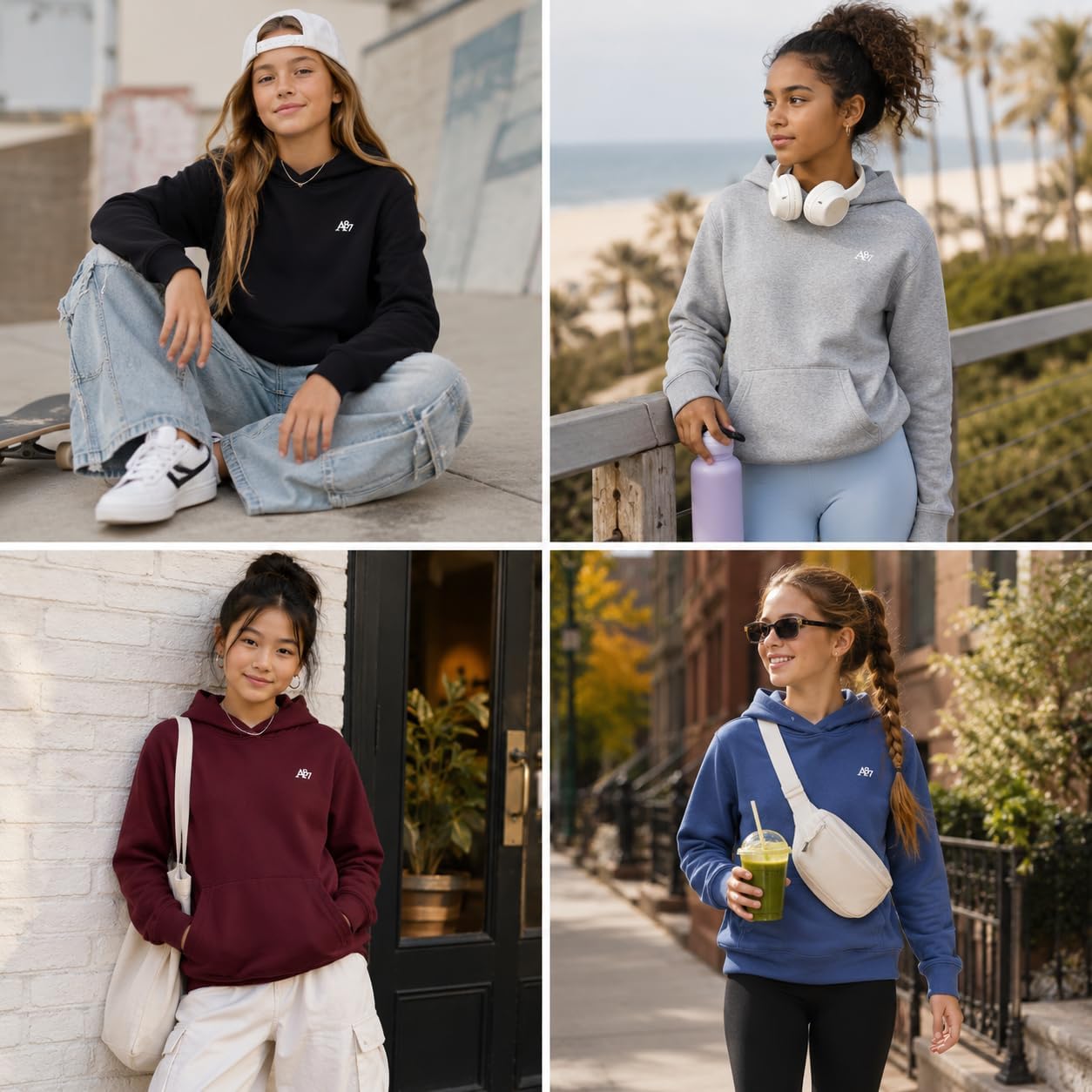 AEROPOSTALE Girls Cotton Blend Fleece Pullover Hoodie with Pockets