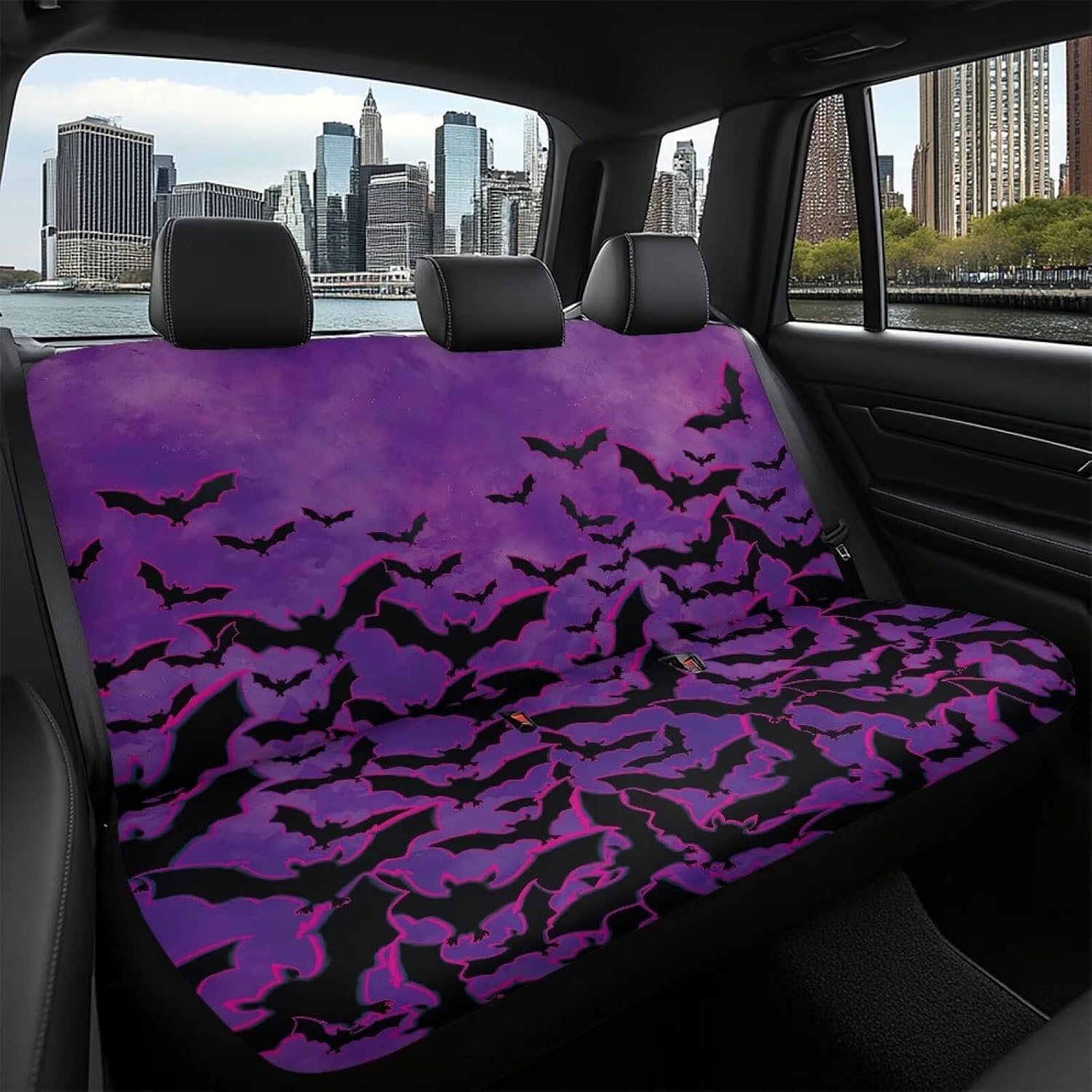 Car Back Seat Covers,Non-Slip Interior Protective Covers Rear Facing Cars Seat Cushion Seat Cover Black Bat Print