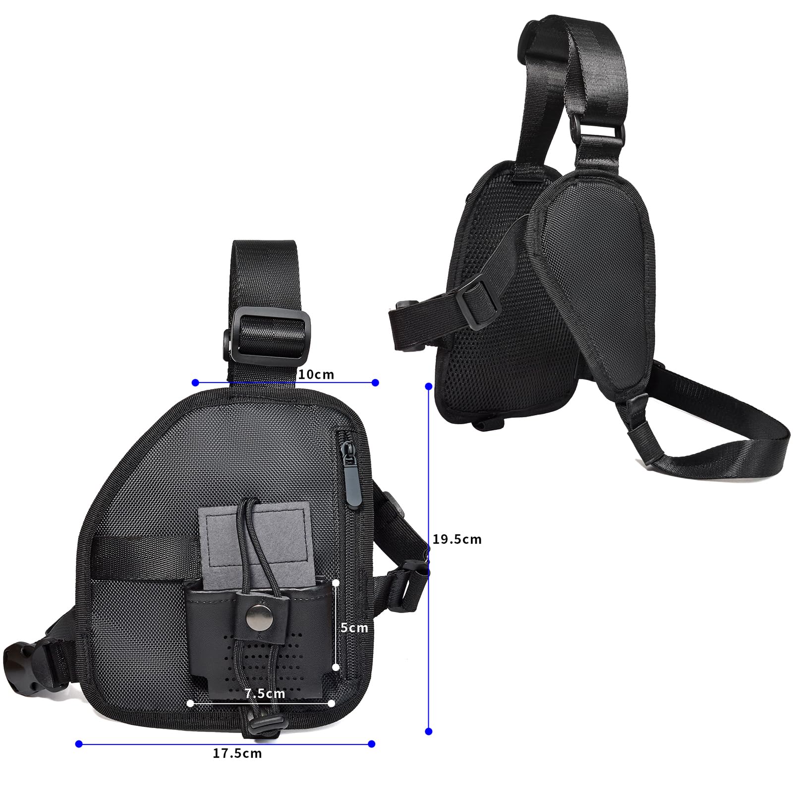 UAYESOK Radio Chest Harness Walkie Talkie Holder Holster Case Pouch Two Way Radio Nylon Chest Rig Pack with Strap for Kenwood Baofeng Icom Midland President Motorola Retevis Yaesu Handheld Radio - Image 2