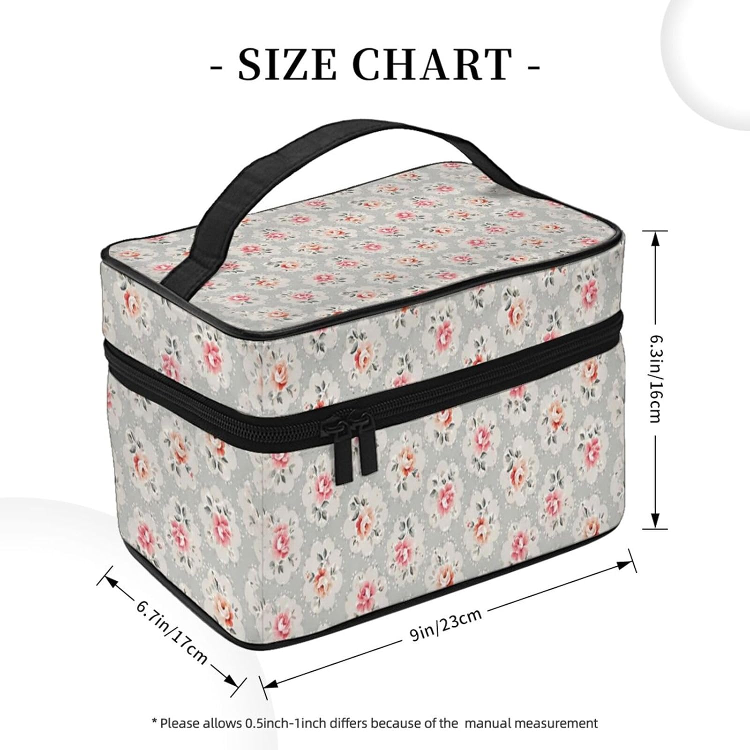 Floral Rose Travel Toiletry Bag 9x6.7x6.3 Inch,Makeup Bag Cosmetic Organizer With Compartments Elastic Holders Portable Travel Kit For Women Men image 5