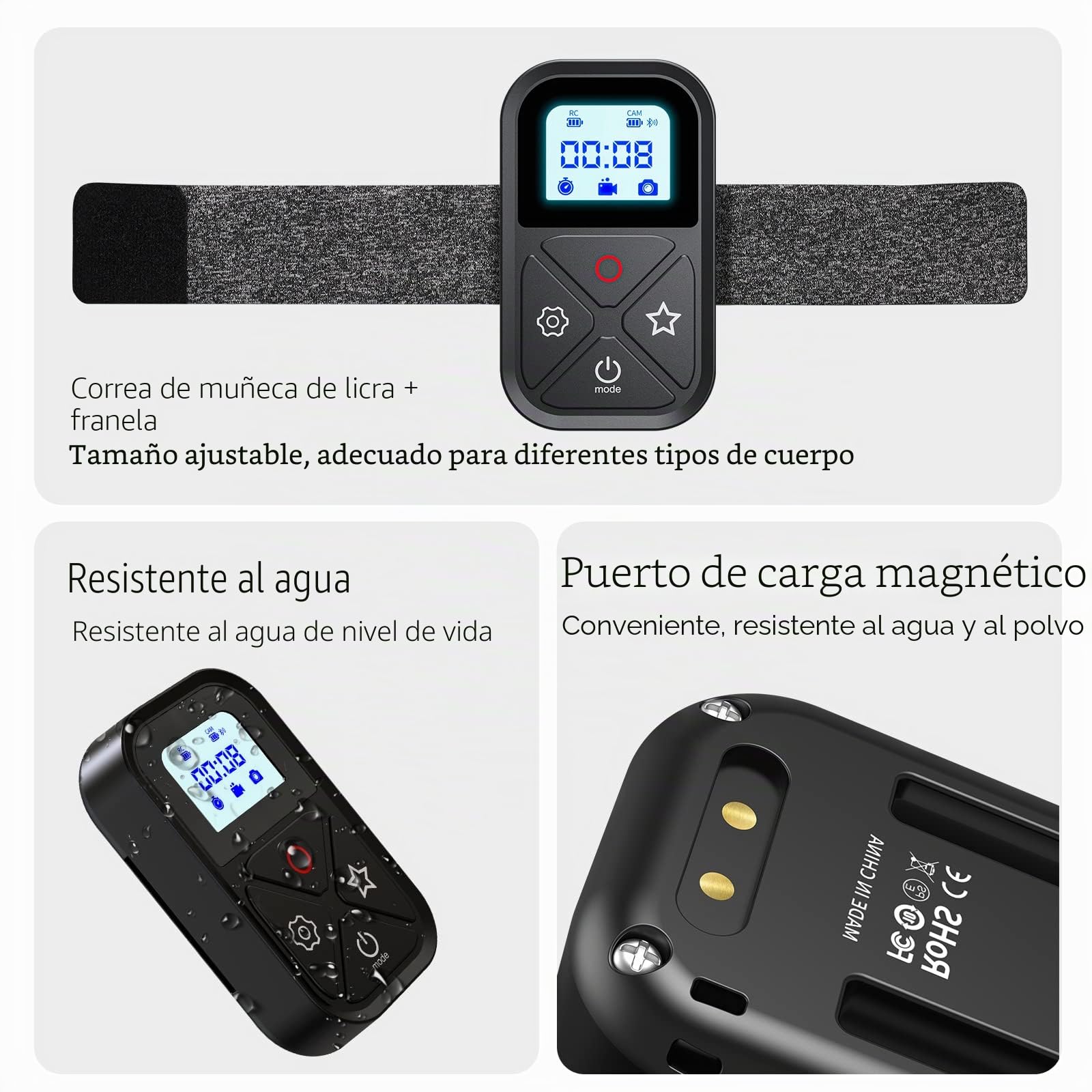 AFAITH Mando Distancia para Hero 12/11/10/9/8/ MAX, Accesorios Disparadores Inalámbricos Smart Bluetooth Remote Wirless WiFi para Hero 12 Hero 11 Hero 10 Hero 9 Hero 8 MAX Black