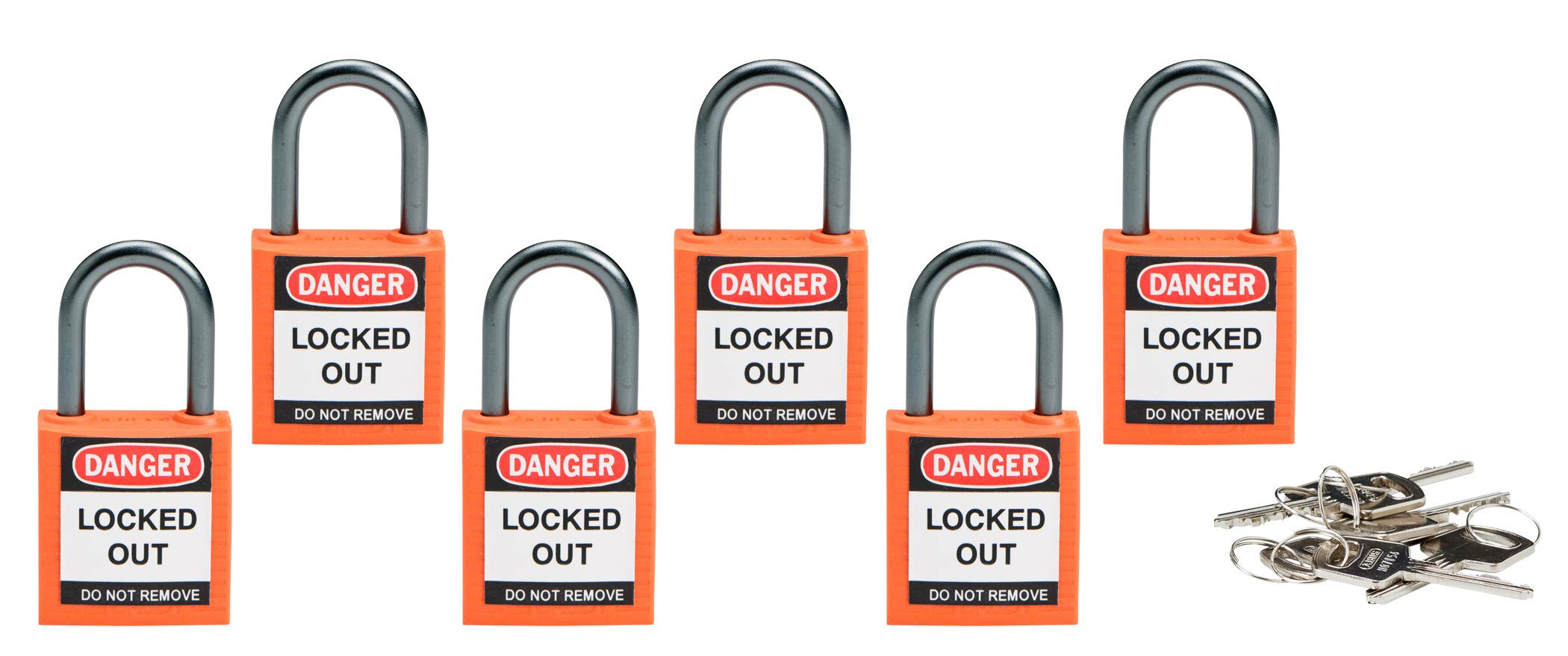 Verrou de sécurité compact Brady 118958 orange lot de 4 cadenas de consignation LOTO