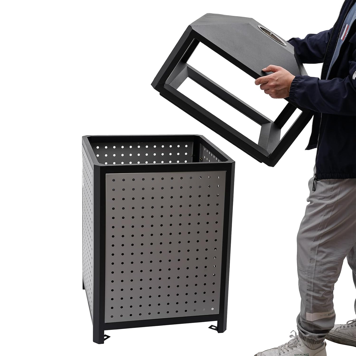 Industrial Waste Container, Outdoor Garbage Can with Lid, Garbage Enclosure for Conference Rooms, Banquet Halls, Restaurants, Hotel Lobbies