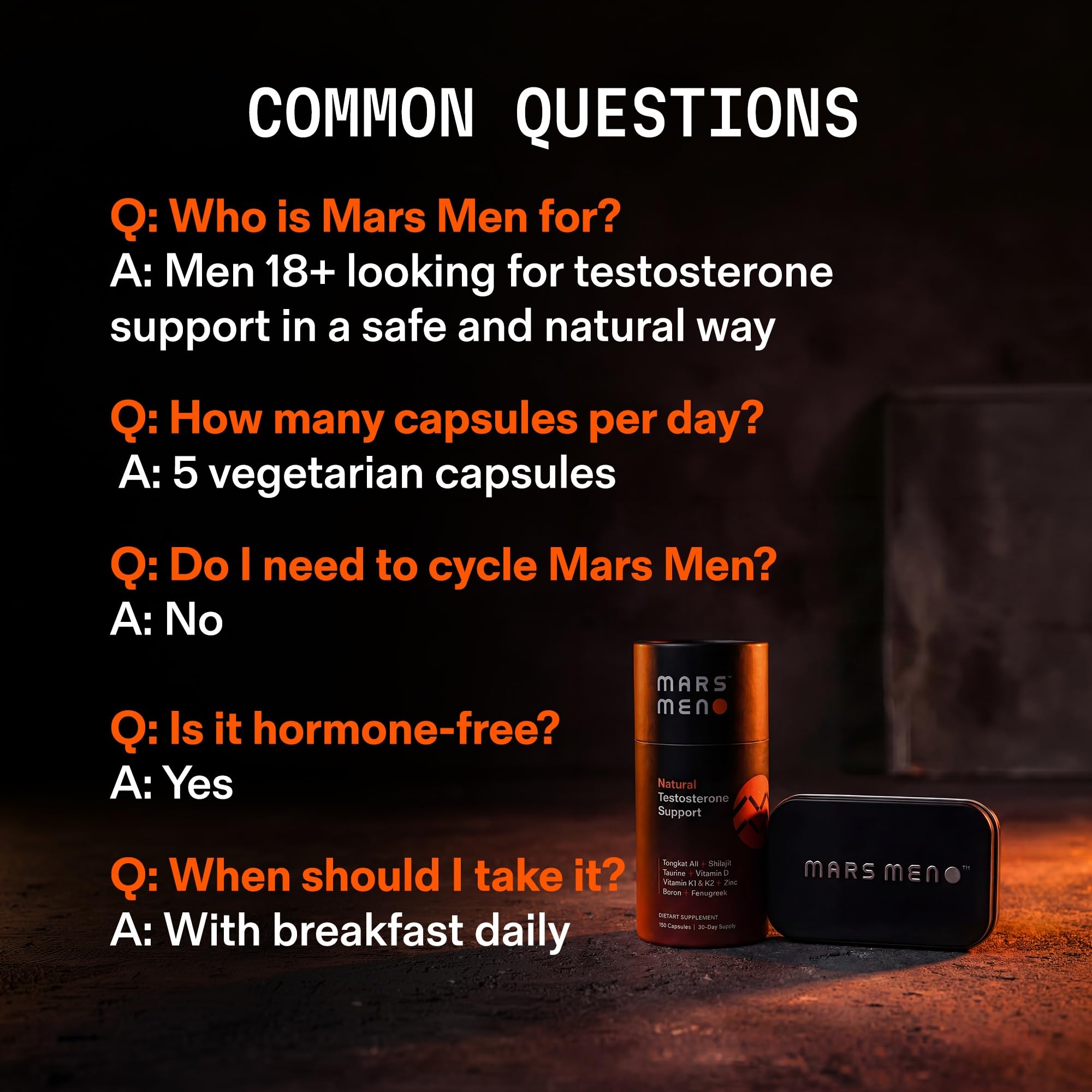 MARS MEN Testosterone Booster for Men - Natural Supplement Premium Tongkat Ali, Fenugreek, Shilajit & Boron - Male Support - Libido, Energy & Muscle Growth Support - 30 Servings + Travel Tin thumbnail 7