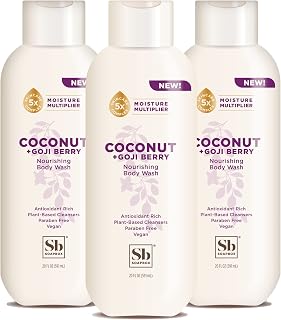 Soapbox Body Wash, Coconut + Goji Berry Body Wash for Women, Men, Vegan + Antioxidant Rich Moisturizing Soap with Shea Butter, Peptides & Keratin Promoting B3, 3 Pack, 20oz Each