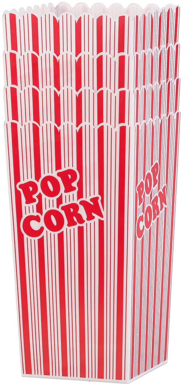 infactory Popcorneimer: 12er-Set Wiederverwendbare Popcorn-Boxen, 2 Liter, rot-weiß gestreift (Popcorn Schüssel Plastik, Becher Plastik, Box)