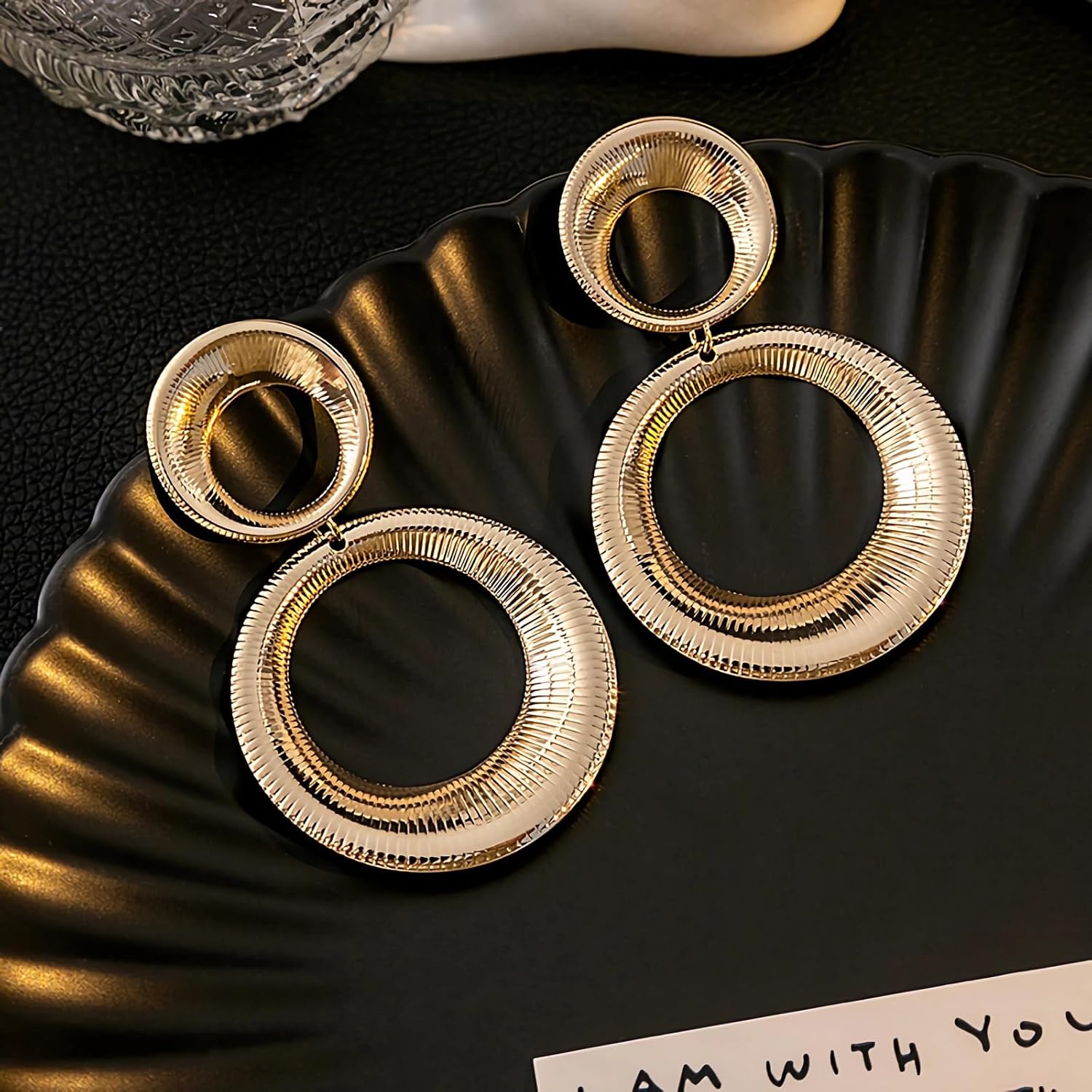 Gold Statement Earrings for Women Trendy 14k Gold Plated Chunky Earrings Large Teardrop Earrings Geometric Dengle Drop Earrings Fashion Jewelry - Image 6