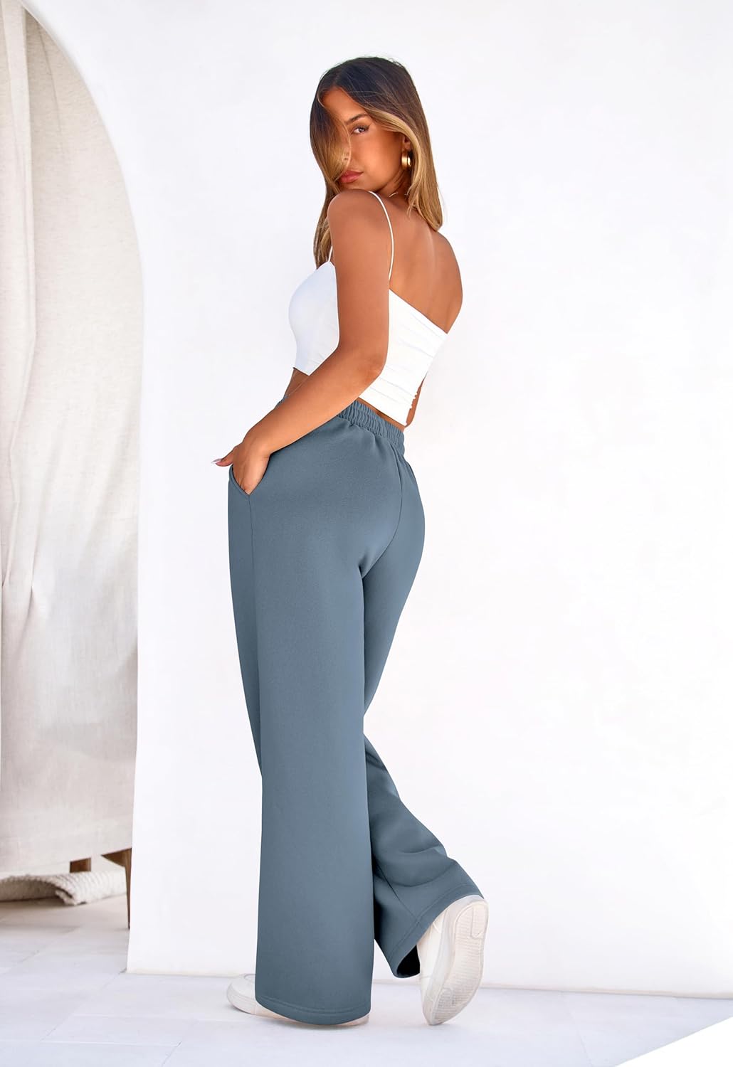 SimpleFun Wide Leg Sweatpants Women Baggy Fleece Pants Drawstring Workout Sweat Pants with Pockets Fall Winter Clothing - Image 5