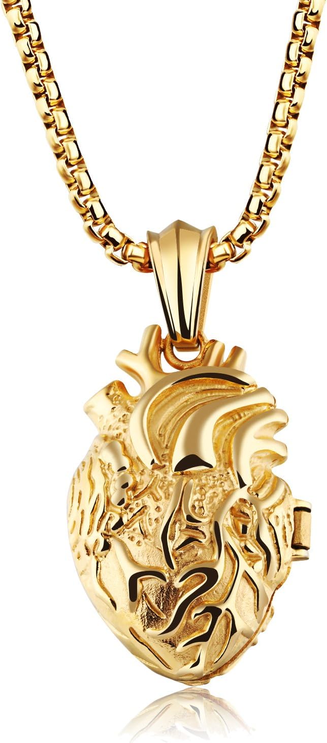 UMtrade Personalised Mens Womens Stainless Steel Organ Anatomical Heart Pendant Couples Necklace