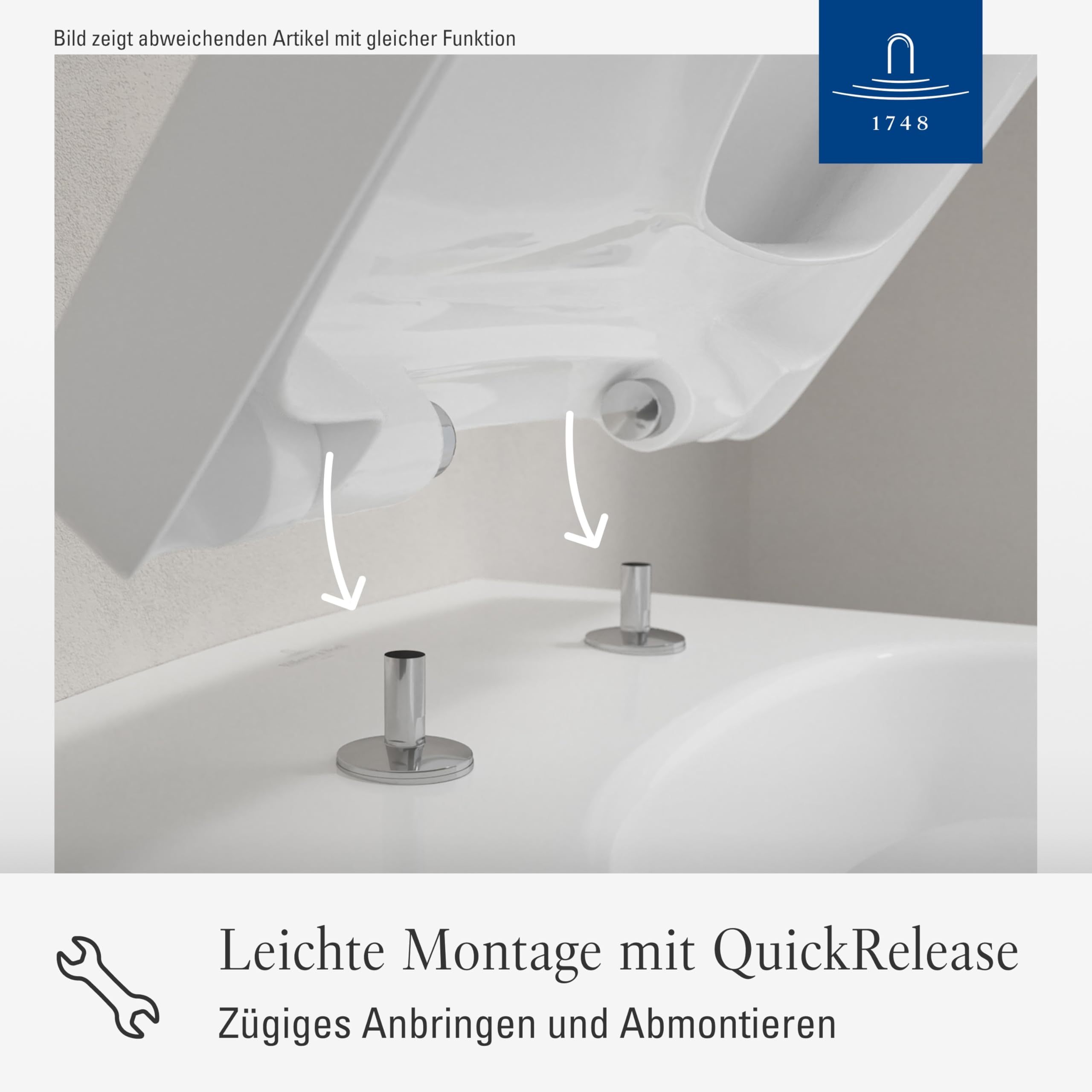 Villeroy & Boch Architectura WC-Sitz, mit SoftClose, eckig – Weiß Alpin | Mit Absenkautomatik, abnehmbar, aus bruchsicherem Duroplast, Original Ersatzteil, 9M58S101