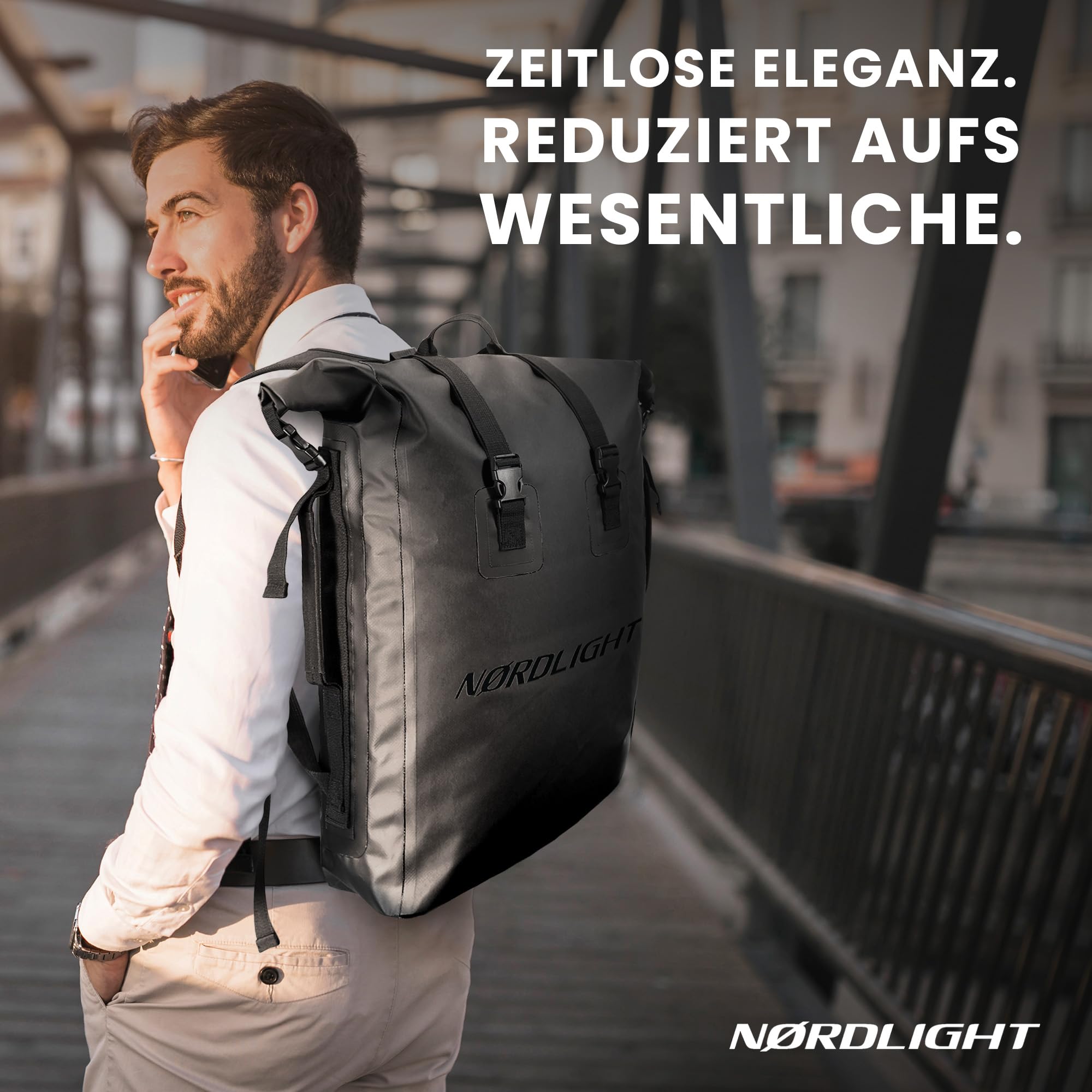 Nordlight Wasserdichter Rucksack Dry Bag 35l - Roll Top Rucksack mit gepolstertem Tragegurt, wasserdichte Tasche für Wassersport, Fahrrad Rucksack, Kurierrucksack, Trekking, Angeln