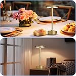 Cordless Table Lamps Rechargeable, Portable 5200mAh Battery Operated Lamp,Elegant 3 Modes Stepless Dimming LED Table Light with Memory Function (2 Pack Gold)