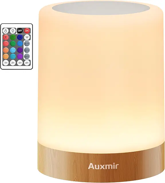 Rechargeable Bedside Table Lamp - Wireless Touch & Remote Control, 13 Colors, Timer