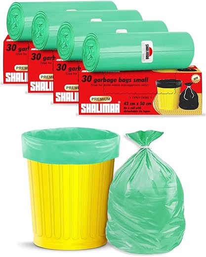Shalimar Premium Garbage Bags (Lavender Fragrance) Size 17 X 19 Inches (Small) 120 Bags (4 Rolls) Dustbin Bag/Trash Bag – Green Color