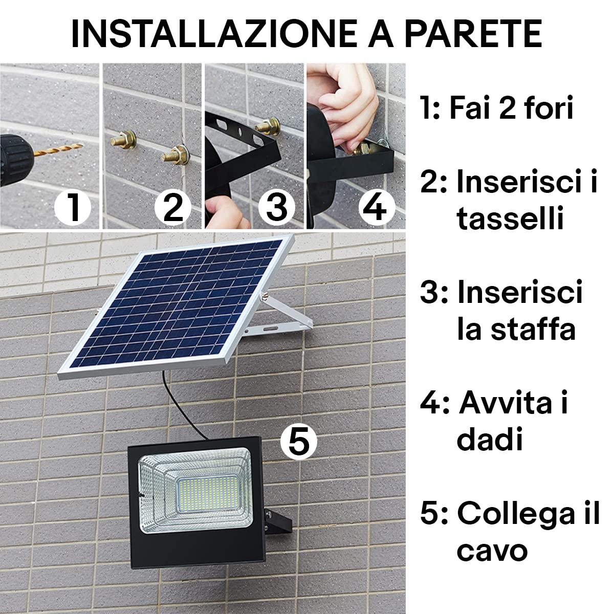 Faro 400W 380 Led con Pannello Solare e Telecomando