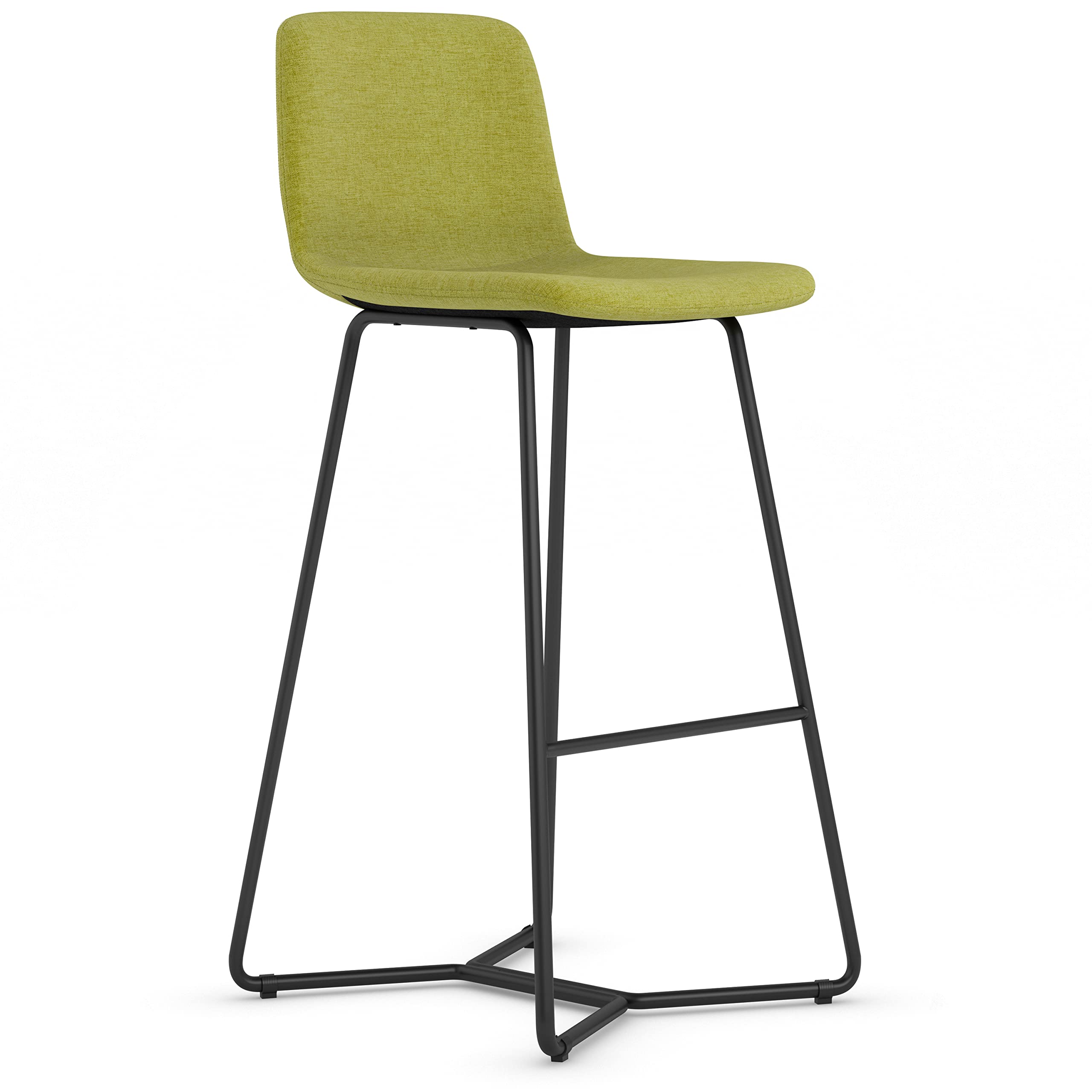SIMPLIHOME Wilcox 30 Inch Contemporary Bar Stool (Set of 2) in Acid Green Woven Fabric, For the Dining Room and Kitchen