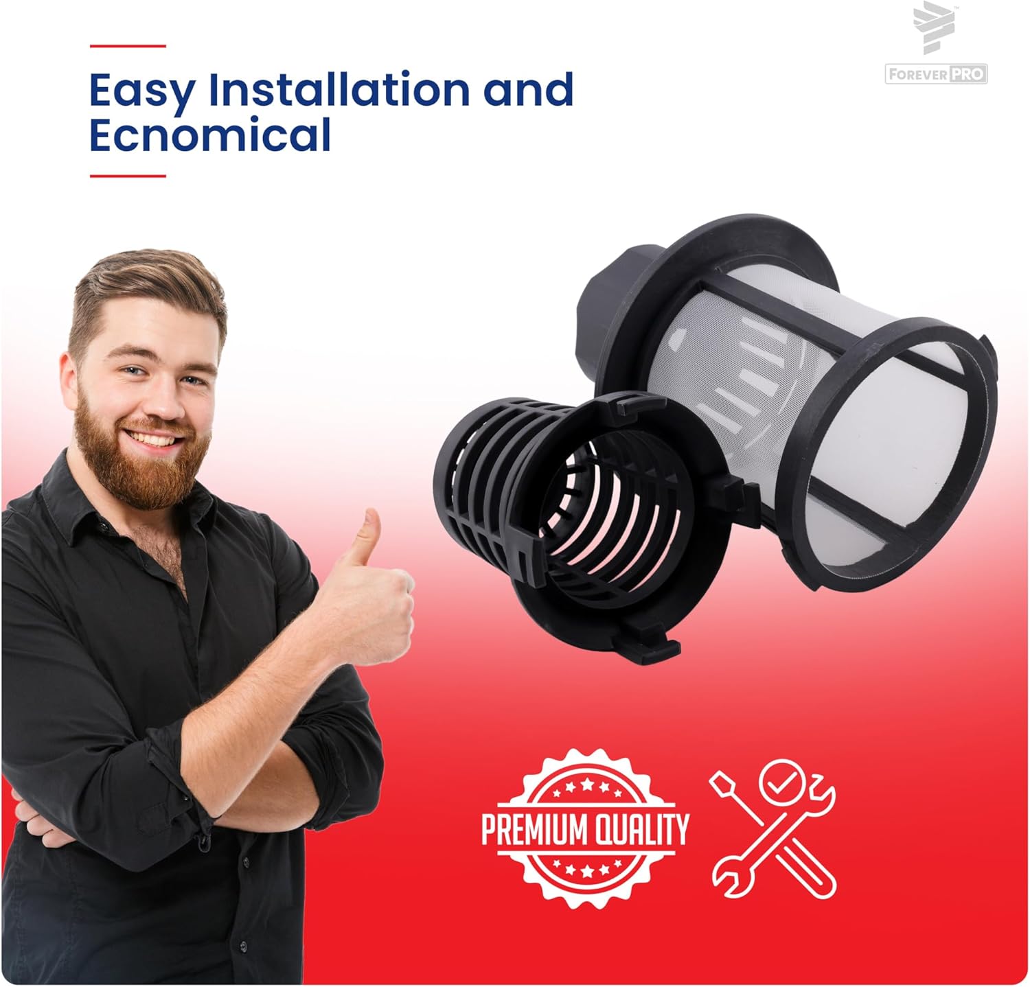 ForeverPRO WD12X25995 User Cleanable Fine Filter And Basket Asm for GE Dishwasher