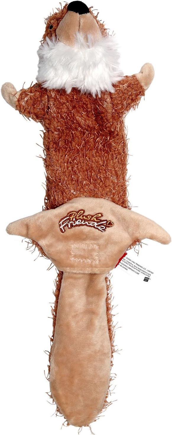 Stuffless Dog Toy for Puppy, Crinkle Dog Toy Flat Squeaky Plush Toys with Tug Rope Knots, Hunting Fetching Dog Chew Toy for Small Medium Dogs (Dark Brown)