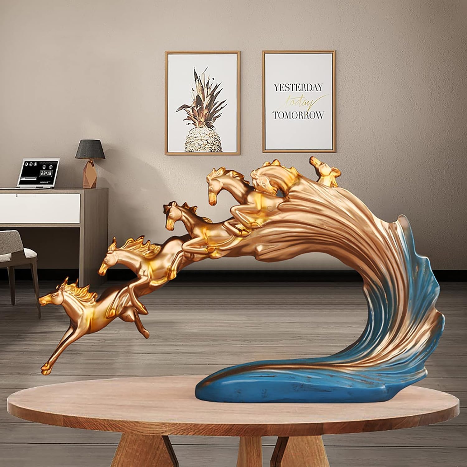 Jukmen Horse Statue for Home Shelf Decor,Abstract Horse Sculptures Home Decor, Modern Animal Statues Decoratives Collectible Figurines Art Crafts Gift Office Bookshelf Display Decor,Blue