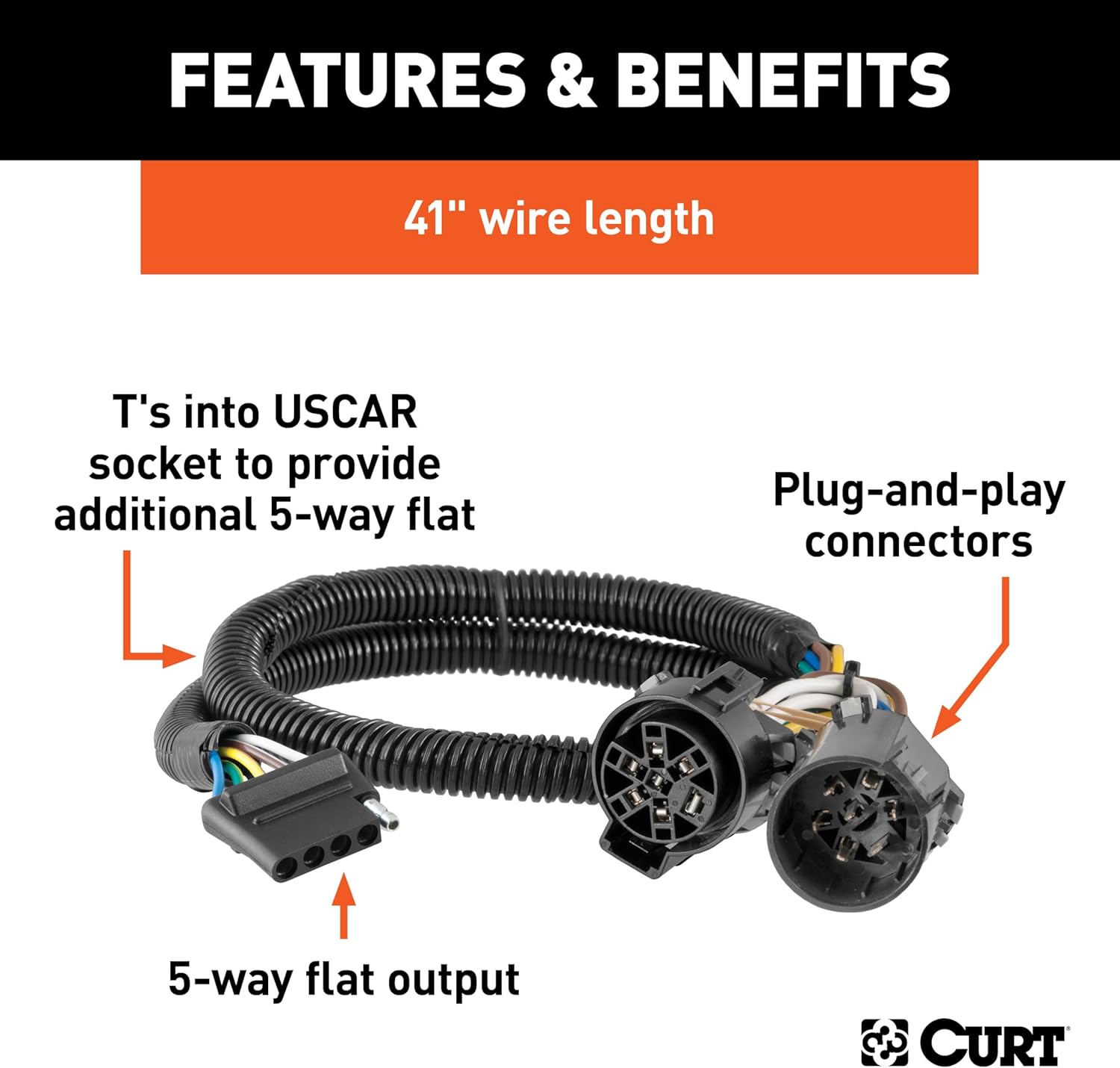 CURT 56584 Replacement Vehicle-Side Custom USCAR 5-Pin Trailer Wiring Harness