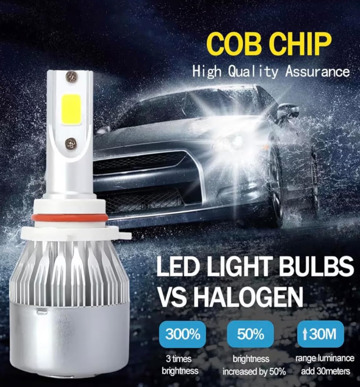 2PCS H8/H9/H11/9006/9005/H7/H4/H13/9007/9004 Car LED Light, 6000K 3800LM Super Bright High and Low Beam Bulb C6 LED Fog Light Headlight Bulb Replacement, Plug & Play, Car/trucks (9006/9012/HB4)