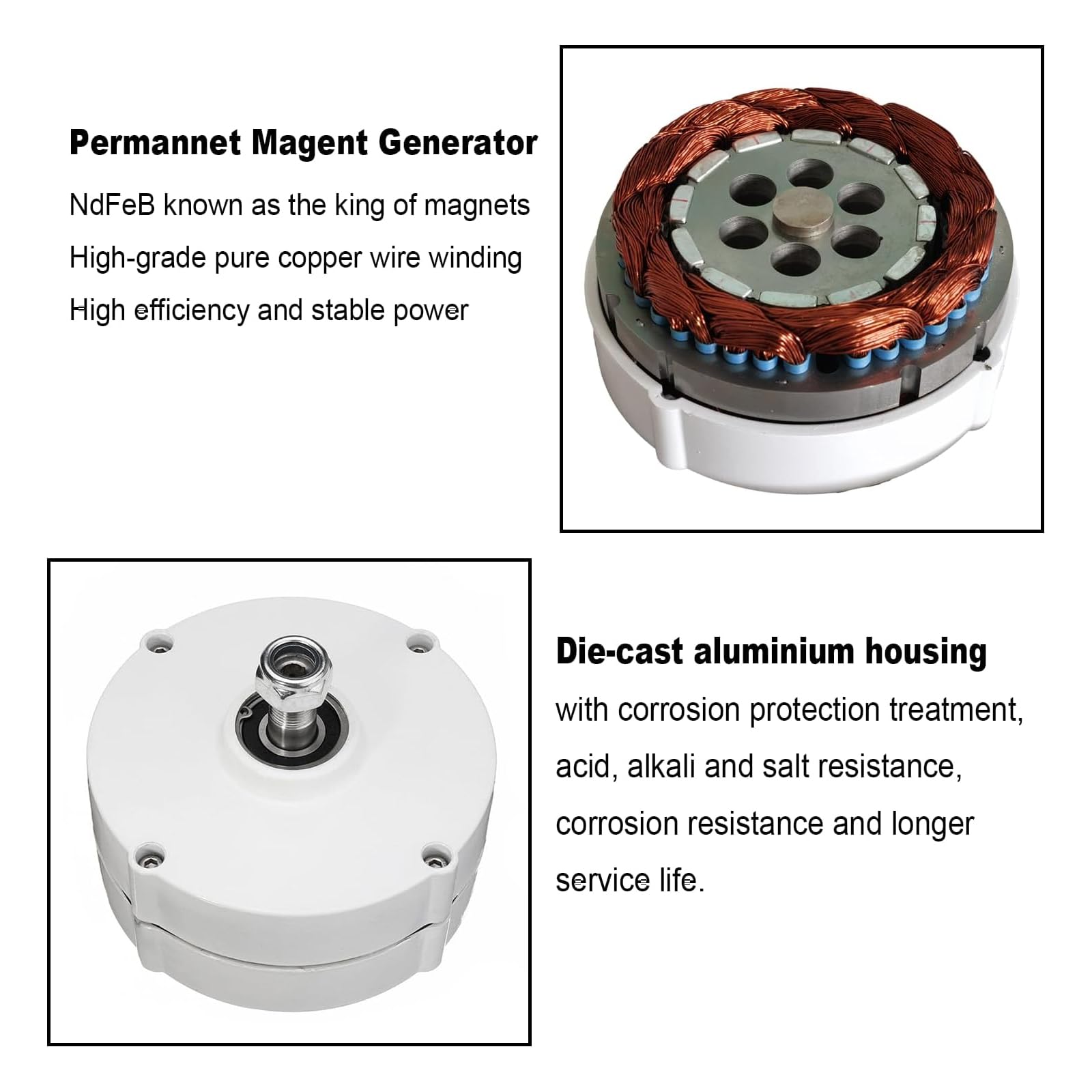 Generatore A Magneti Permanenti Da 100 W 12 V/24 V, Alternatore Trifase Senza Ingranaggi A 600 Giri/min Con Raddrizzatore Da 100 A 1600 V, Turbina Eolica Fai-da-te E Generatore Idroelettrico Per
