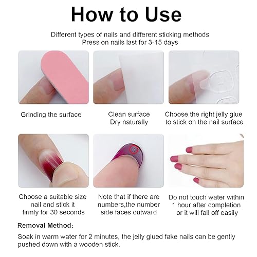 Miniatura 6 de BHLFRH - Juego de 24 uñas postizas a presión, color rosa nude, uñas postizas cortas a presión, puntas de arte de uñas, cobertura completa, uñas