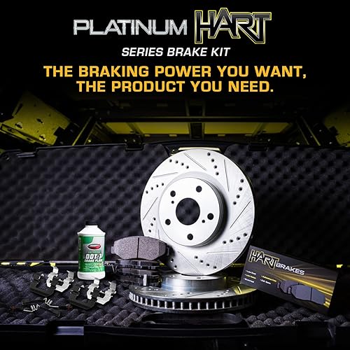 Miniatura 3 de Hart Brakes Kit de frenos delanteros y rotores | Pastillas de freno delantero| Rotores y pastillas de freno | Pastillas y rotores semimetálicos |