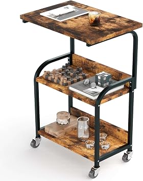 Merytes 3 Tier Kitchen Wagon Wagon Kitchen Rack Wagon Open Shell Shelf Rack Gap Storage Wooden Shelf Steel Multifunctional Storage Shelf Organizer