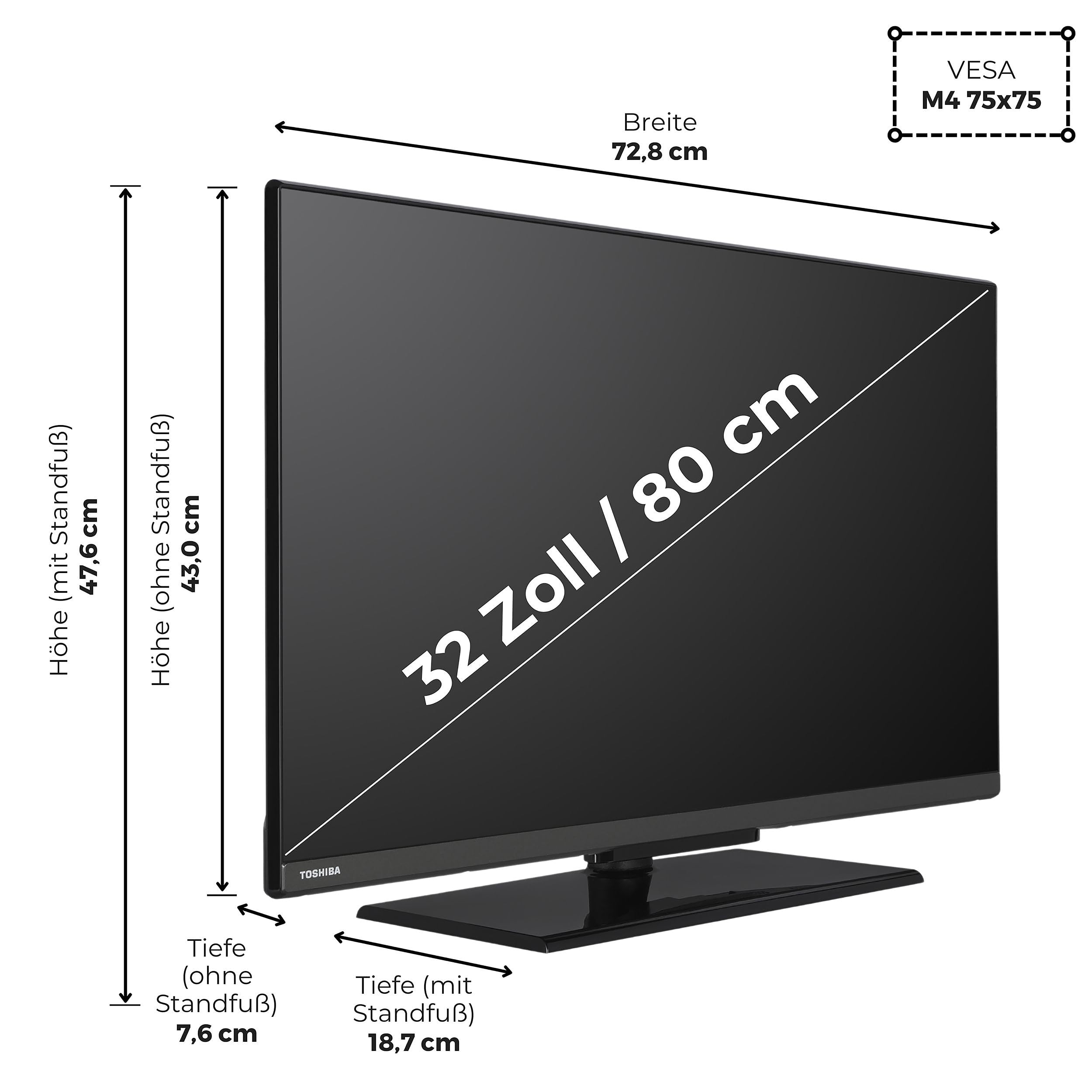 Toshiba 32LV3F63DAZ Fernseher 32 Zoll Smart TV VIDAA Full HD Fernseher HDR Smart TV mit Triple-Tuner, LED TV (2026)