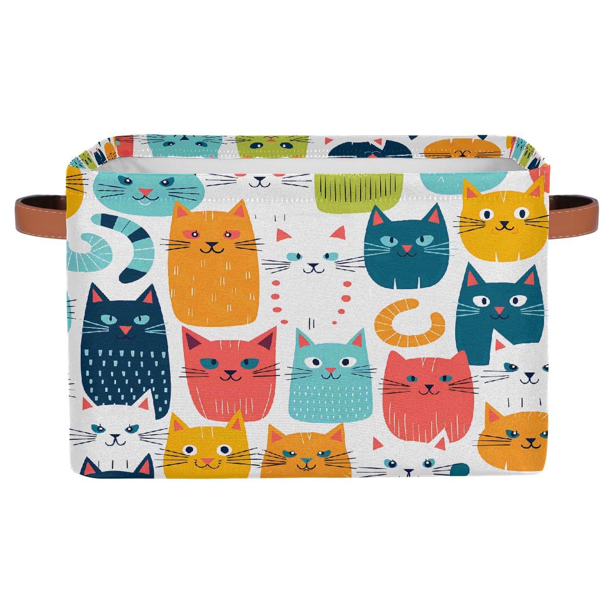Mexpekil Cube Storage Box, Cute Cat Foldable Fabric Toy Basket, Rectangular Closet Organizers and Storage Bins for Bedroom, Living Room & Closet