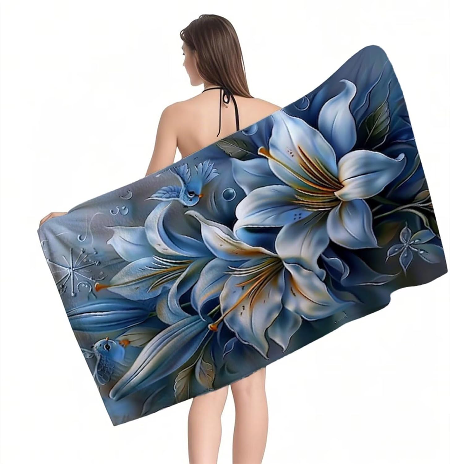 Beach Towel 40" x 80", Quick Dry Bath Towels Lily Microfiber Beach Towel Sand Free, Super Absorbent, Lightweight Bathroom Towels, Includes Bag, Camping Pool Accessories, Vacation Essentials R1-896