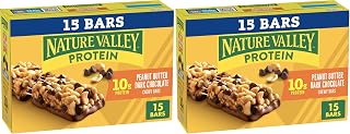 Nature Valley Breakfast Bars, Protein Granola Bars, Peanut Butter Dark Chocolate, Chewy, Gluten-Free, Individually Wrapped, On-the-Go, No Artificial Flavors or High Fructose Corn Syrup, 15-Count Box