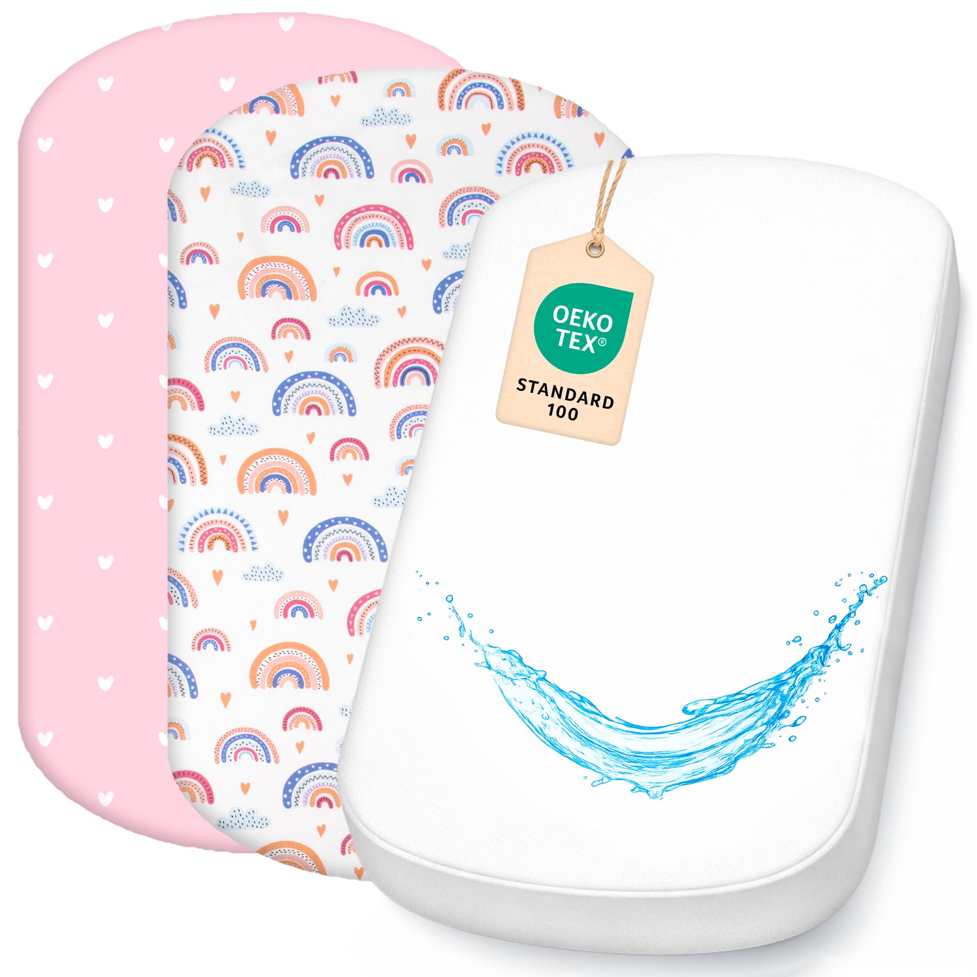 Pack Cododo 2 Draps Housses + 1 Alèse Imperméable 50x83 Cm – 100% Coton OEKO-TEX, Constellation Grise – Lovely Hippo
