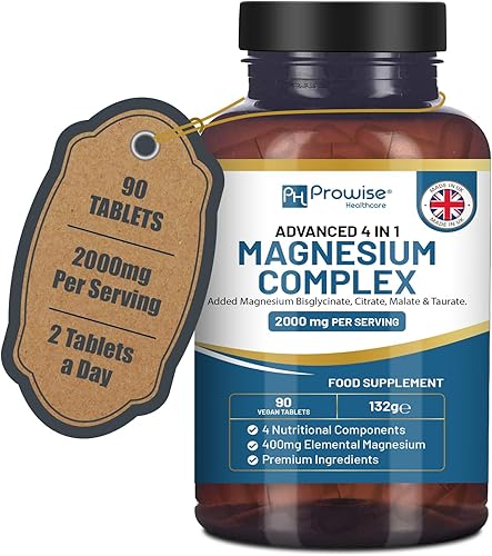 Complejo de glicinato de magnesio 4 en 1-2000 mg por porción  Dosis precisa de 400 mg de magnesio elemental  Bisglicinato de magnesio añadido,