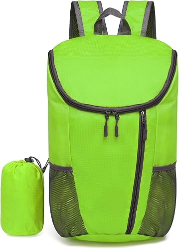 Miniatura 12 de Mochila de senderismo, 20 L, plegable, para hombres y mujeres, nailon con correas ajustables, ligera, impermeable, para acampar al aire libre, Negro
