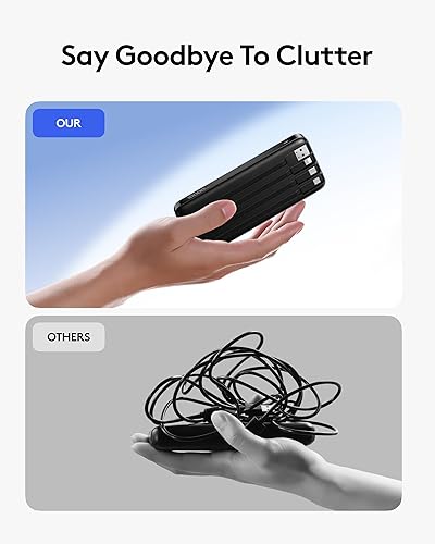 Miniatura 3 de Cargador de teléfono portátil, cargador portátil de 10000 mAh con cables integrados, paquete de batería esencial de viaje compatible con iPhone,