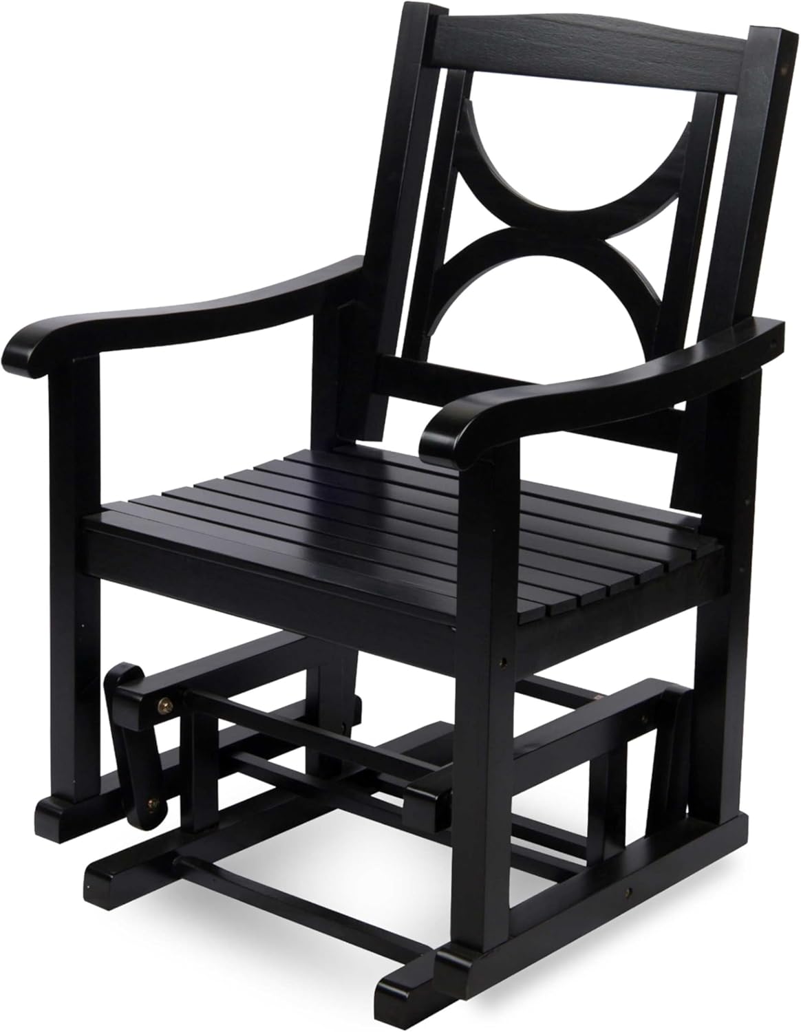 Shine Company Luna Modern Indoor Outdoor Wood Glider Patio Chair, Black