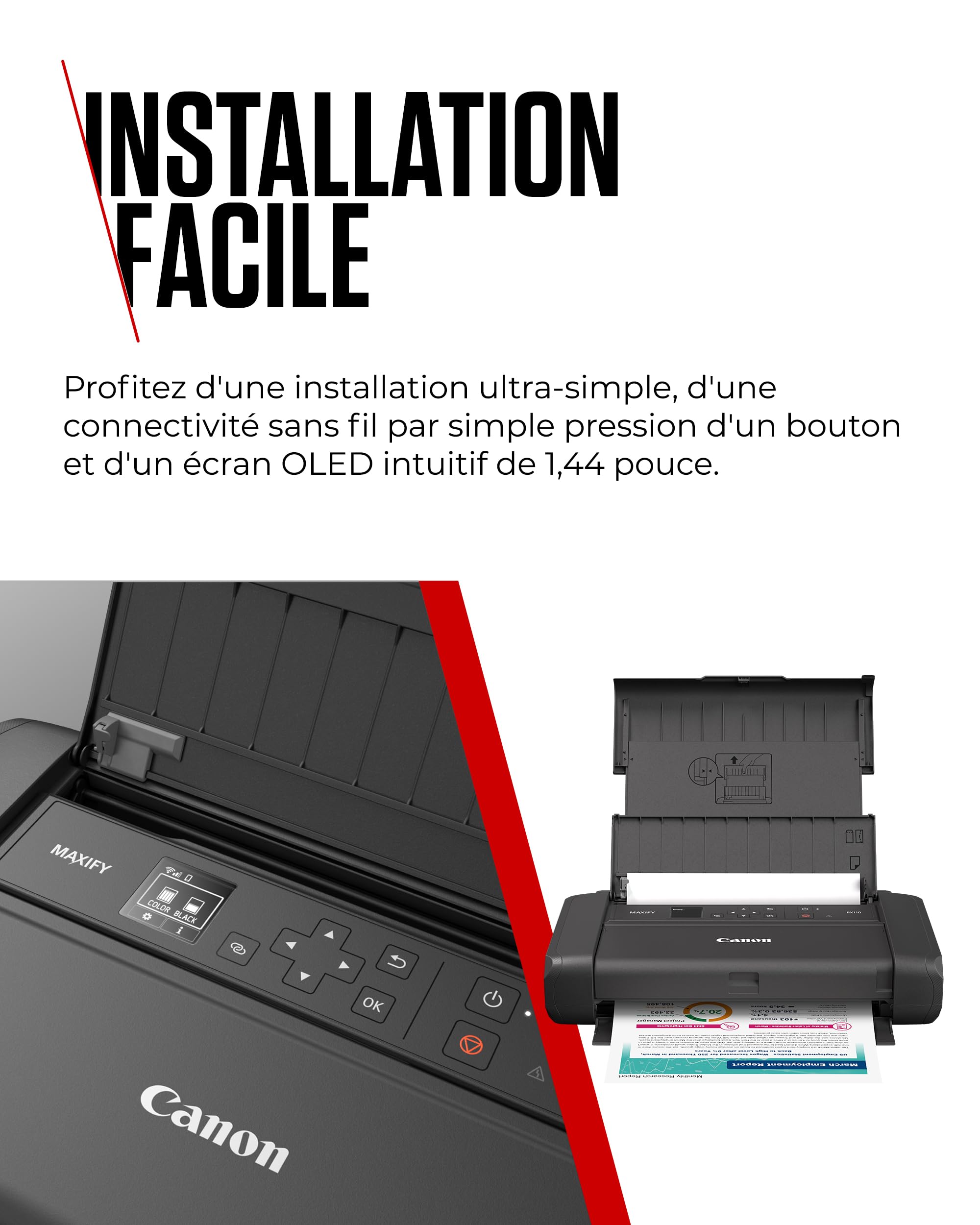 Canon MAXIFY BX110 Imprimante Jet d'encre A4 Portable Rechargeable