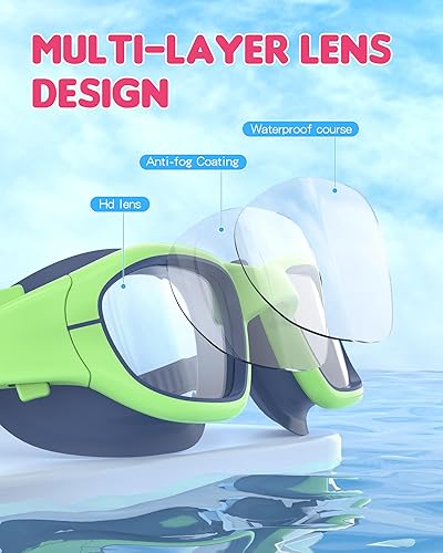 Miniatura 3 de Gafas de natación para niños, gafas de natación para niños de 6 a 14 años, antivaho con protección UV para niños y niñas
