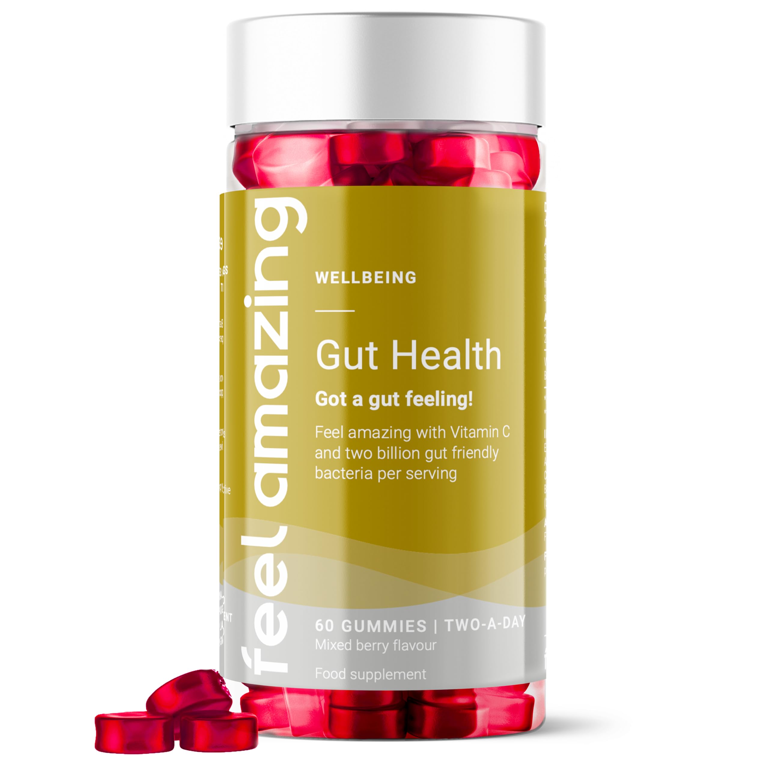 Gut Health Probiotic Gummies - with 1 Billion Live Cultures & Vitamin C - 60 Orange-Flavored Gummies - 30-Day Supply (1)