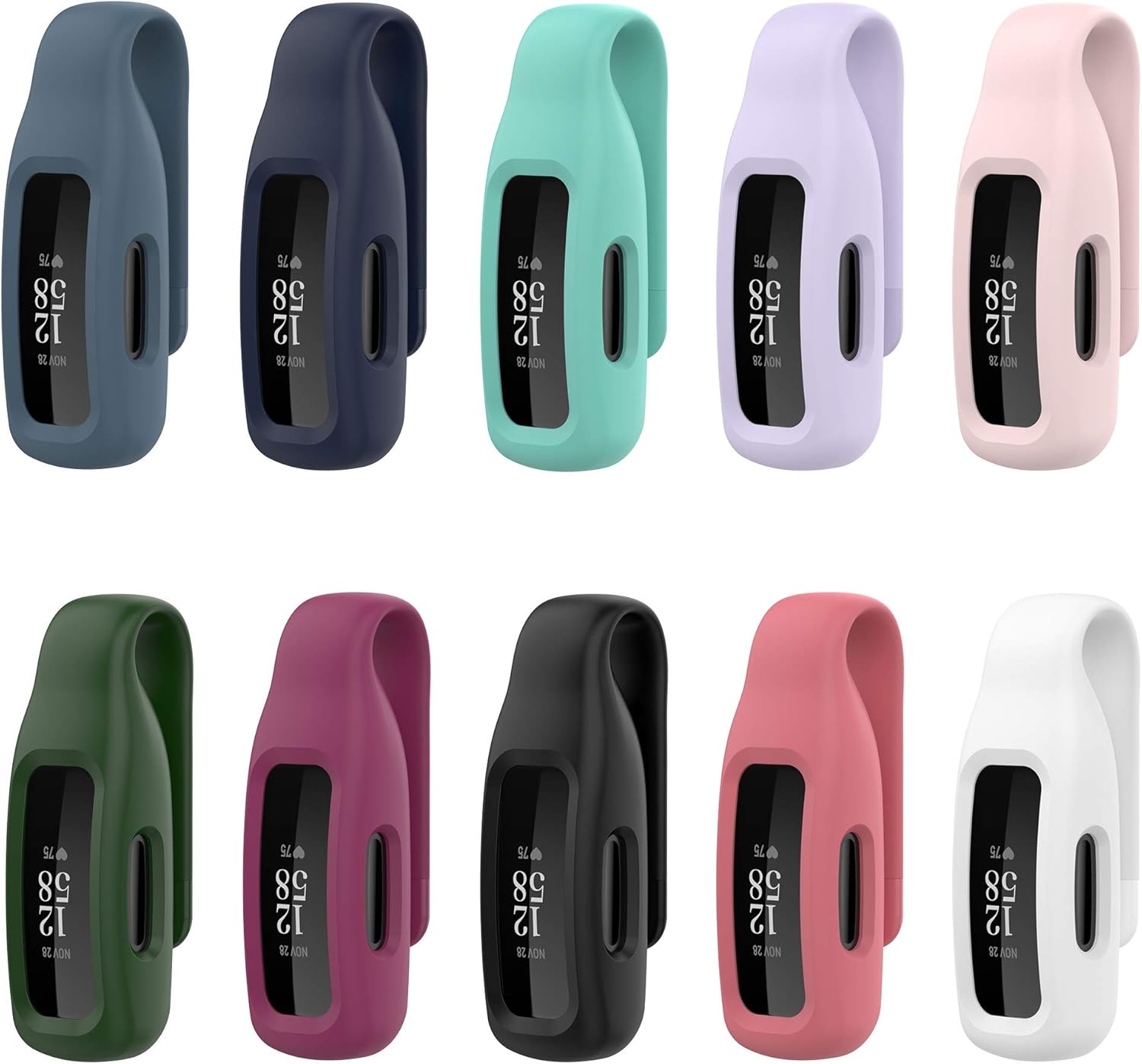 FitTurn Clip Case Accessory Compatible with Fitbit Ace 3 Activity Tracker for Kids 6+, Replacement Colorful Portable Clip Clasp Steel Clip Holder Strap Band for Ace 3 Smartwatch (Ten*Colors)